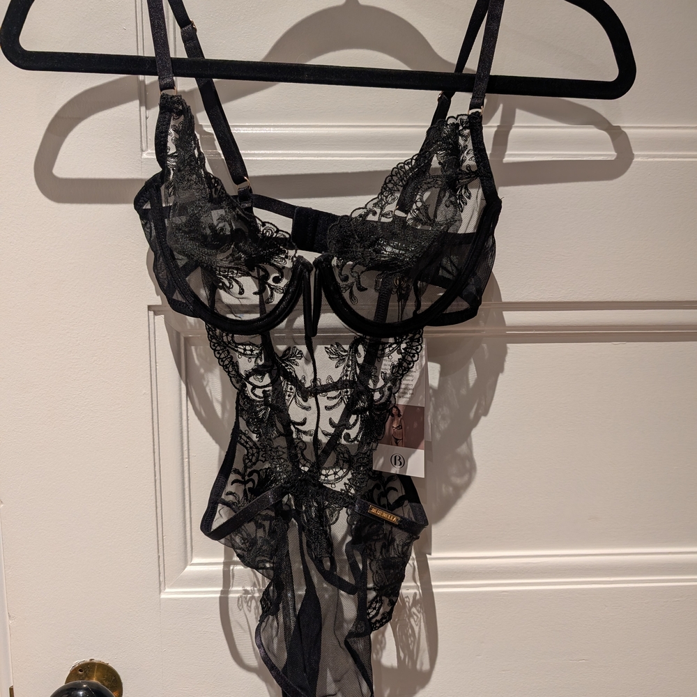 Bluebella Black Lace Bra Bodysuit - Picture 4 of 7